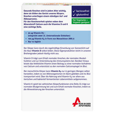 Sie sehen eine Packung Doppelherz system VITAMIN D3 2000 + K2 VEGAN - IMMUNSYSTEM + KNOCHENFUNKTION, Produktbild: 04 Doppelherz system VITAMIN D3 2000 + K2 VEGAN - IMMUNSYSTEM + KNOCHENFUNKTION, A-Nr.: 5677799 - 04