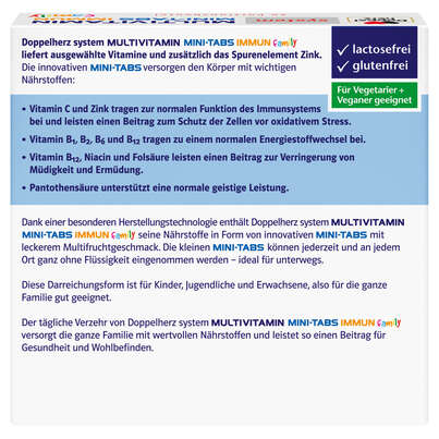 Sie sehen eine Packung Doppelherz system MULTIVITAMIN MINI-TABS family - Mit Multifruchtgeschmack, Produktbild: 04 Doppelherz system MULTIVITAMIN MINI-TABS family - Mit Multifruchtgeschmack, A-Nr.: 5676943 - 04