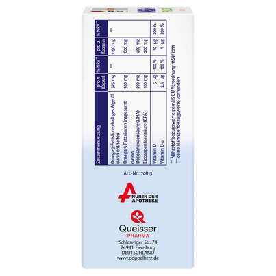 Sie sehen eine Packung Doppelherz system OMEGA-3 PFLANZLICH Herzfunktion + Immunsystem, Produktbild: 02 Doppelherz system OMEGA-3 PFLANZLICH Herzfunktion + Immunsystem, A-Nr.: 4766130 - 02