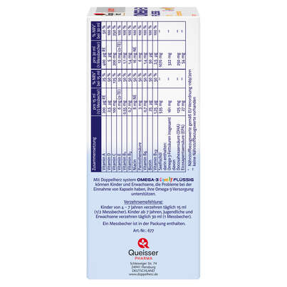 Sie sehen eine Packung Doppelherz system OMEGA-3 family FLÜSSIG Gehirnfunktion + Immunsystem, Produktbild: 01 Doppelherz system OMEGA-3 family FLÜSSIG Gehirnfunktion + Immunsystem, A-Nr.: 4246270 - 01