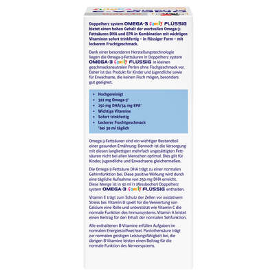 Sie sehen eine Packung Doppelherz system OMEGA-3 family FLÜSSIG Gehirnfunktion + Immunsystem, Produktbild: 03 Doppelherz system OMEGA-3 family FLÜSSIG Gehirnfunktion + Immunsystem, A-Nr.: 4246270 - 03
