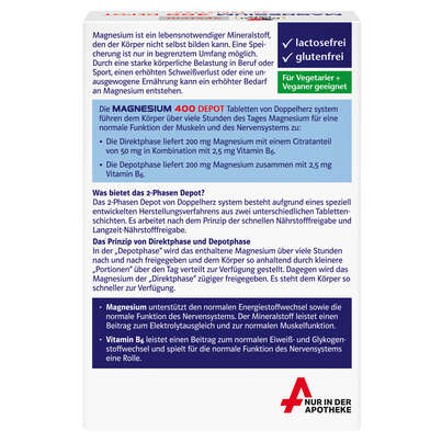 Sie sehen eine Packung Doppelherz system MAGNESIUM 400 DEPOT - 2-PHASEN DEPOT, Produktbild: 04 Doppelherz system MAGNESIUM 400 DEPOT - 2-PHASEN DEPOT, A-Nr.: 4338138 - 04