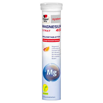 Sie sehen eine Packung Doppelherz system MAGNESIUM 400 CITRAT BRAUSETABLETTEN, Produktbild: 05 Doppelherz system MAGNESIUM 400 CITRAT BRAUSETABLETTEN, A-Nr.: 4338121 - 05