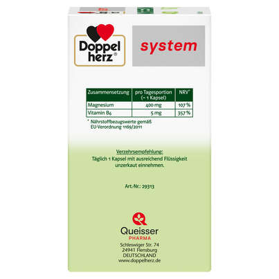 Sie sehen eine Packung Doppelherz system MAGNESIUM 400 PUR, Produktbild: 02 Doppelherz system MAGNESIUM 400 PUR, A-Nr.: 5774143 - 02