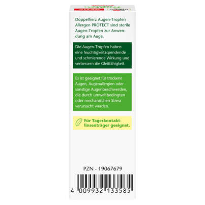 Sie sehen eine Packung Doppelherz Augen-Tropfen Allergen PROTECT, Produktbild: 04 Doppelherz Augen-Tropfen Allergen PROTECT, A-Nr.: 5848427 - 04