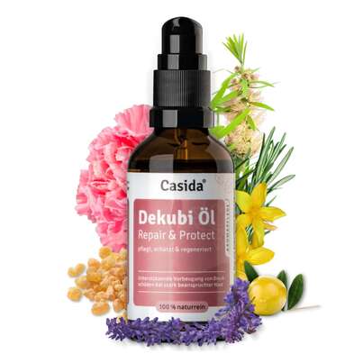 Sie sehen eine Packung Dekubi Öl Repair & Protect, Produktbild: 01 Dekubi Öl Repair & Protect, A-Nr.: 5731642 - 01