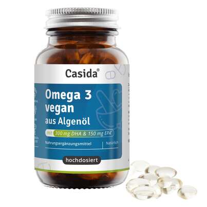 Sie sehen eine Packung Omega 3 Vegan aus Algenöl, Produktbild: 01 Omega 3 Vegan aus Algenöl, A-Nr.: 5820736 - 01