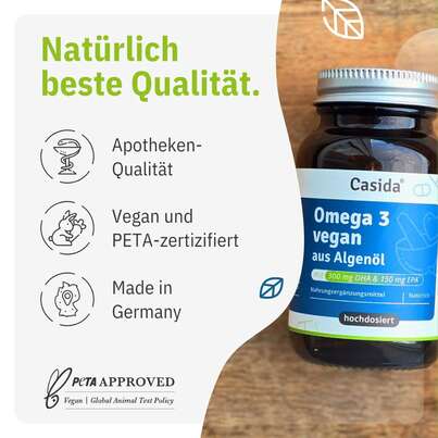 Sie sehen eine Packung Omega 3 Vegan aus Algenöl, Produktbild: 02 Omega 3 Vegan aus Algenöl, A-Nr.: 5820736 - 02