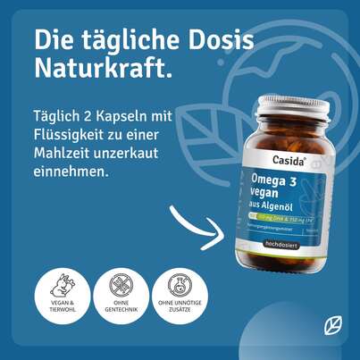 Sie sehen eine Packung Omega 3 Vegan aus Algenöl, Produktbild: 03 Omega 3 Vegan aus Algenöl, A-Nr.: 5820736 - 03