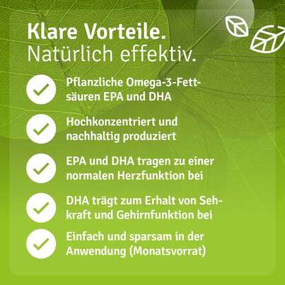 Sie sehen eine Packung Omega 3 Vegan aus Algenöl, Produktbild: 04 Omega 3 Vegan aus Algenöl, A-Nr.: 5820736 - 04