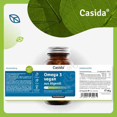 Sie sehen eine Packung Omega 3 Vegan aus Algenöl, Produktbild: 08 Omega 3 Vegan aus Algenöl, A-Nr.: 5820736 - 08