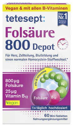 tetesept Folsäure 800 Depot Mini-Filmtabletten 60 St., A-Nr.: 5075020 - 01