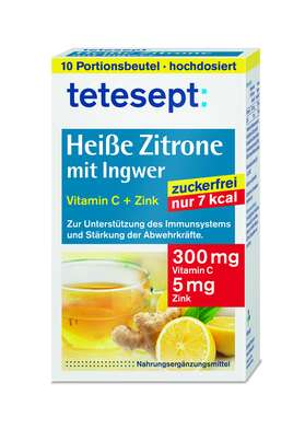 tetesept Heiße Zitrone mit Ingwer zuckerfrei 10 St, A-Nr.: 4449292 - 01