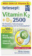 Sie sehen eine Packung tetesept Vitamin K2+D3 2500 Tabl. 30 Stk., Produktbild: 01 tetesept Vitamin K2+D3 2500 Tabl. 30 Stk., A-Nr.: 5709246 - 01