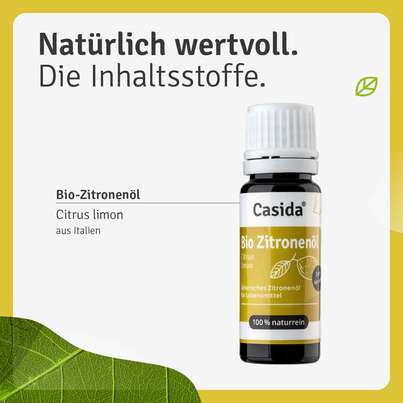 Sie sehen eine Packung Zitronenöl Bio naturrein – Zum Verzehr innerlich, Produktbild: 08 Zitronenöl Bio naturrein – Zum Verzehr innerlich, A-Nr.: 5898939 - 08