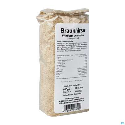 Sie sehen eine Packung Braunhirse Wildform Gemahlen 500g, Produktbild: 02 Braunhirse Wildform Gemahlen 500g, A-Nr.: 4900924 - 02