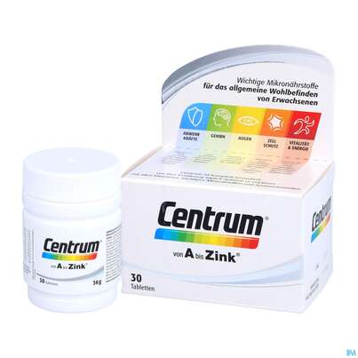 Sie sehen eine Packung Centrum Tabl A-zink 30st, Produktbild: 05 Centrum Tabl A-zink 30st, A-Nr.: 4555433 - 05