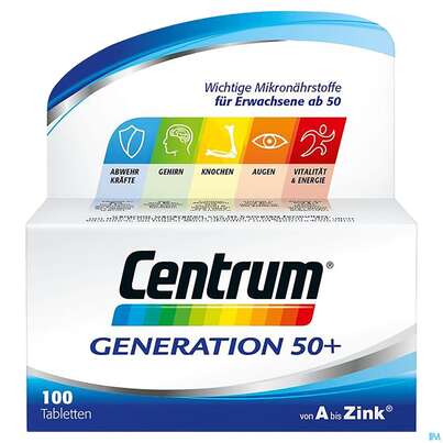 Sie sehen eine Packung Centrum Tabl Generation 50+ 100st, Produktbild: 03 Centrum Tabl Generation 50+ 100st, A-Nr.: 4555479 - 03