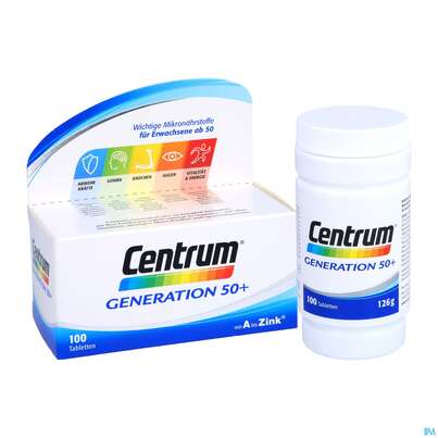 Sie sehen eine Packung Centrum Tabl Generation 50+ 100st, Produktbild: 07 Centrum Tabl Generation 50+ 100st, A-Nr.: 4555479 - 07