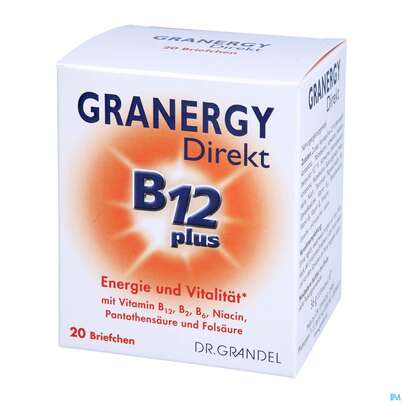 Sie sehen eine Packung Dr.grandel Granergy Direkt B12 Plus Briefchen Nr 3292 20st, Produktbild: 02 Dr.grandel Granergy Direkt B12 Plus Briefchen Nr 3292 20st, A-Nr.: 4257871 - 02