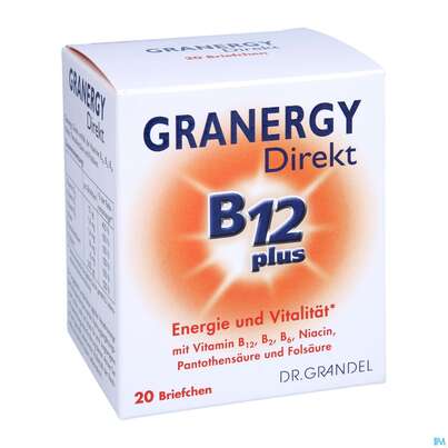 Sie sehen eine Packung Dr.grandel Granergy Direkt B12 Plus Briefchen Nr 3292 20st, Produktbild: 03 Dr.grandel Granergy Direkt B12 Plus Briefchen Nr 3292 20st, A-Nr.: 4257871 - 03