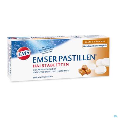 Sie sehen eine Packung Emser Pastillen Salted Caramel 30st, Produktbild: 03 Emser Pastillen Salted Caramel 30st, A-Nr.: 5372309 - 03