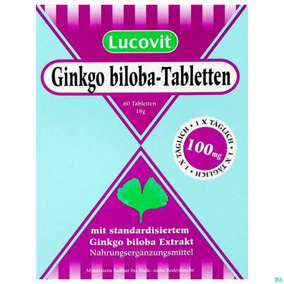 Sie sehen eine Packung Ginkgo Biloba Lucovit Tabl 100mg 60st, Produktbild: 01 Ginkgo Biloba Lucovit Tabl 100mg 60st, A-Nr.: 2387925 - 01