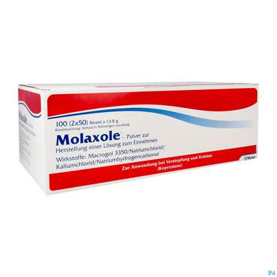 Sie sehen eine Packung Molaxole Pulver lösung.z.einnehmen Beutel 2x50 100st, Produktbild: 02 Molaxole Pulver lösung.z.einnehmen Beutel 2x50 100st, A-Nr.: 4230004 - 02