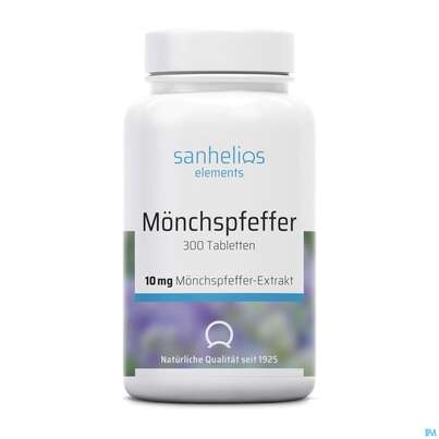 Sie sehen eine Packung Sanhelios Moenchspfeffer Tabl 62030 300st, Produktbild: 01 Sanhelios Moenchspfeffer Tabl 62030 300st, A-Nr.: 5386978 - 01