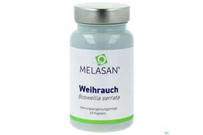Sie sehen eine Packung Weihrauch Kapseln Melasan 60st, Produktbild: 01 Weihrauch Kapseln Melasan 60st, A-Nr.: 3410603 - 01