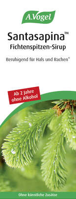 Sie sehen eine Packung A.Vogel Santasapina Fichtenspitzen-Sirup ohne Alkohol, Produktbild: 01 A.Vogel Santasapina Fichtenspitzen-Sirup ohne Alkohol, A-Nr.: 3053480 - 01