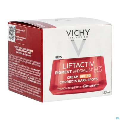 Sie sehen eine Packung Vichy Liftactiv B3 Anti-pigmentflecken Creme Lsf50 50ml, Produktbild: 06 Vichy Liftactiv B3 Anti-pigmentflecken Creme Lsf50 50ml, A-Nr.: 5662504 - 06