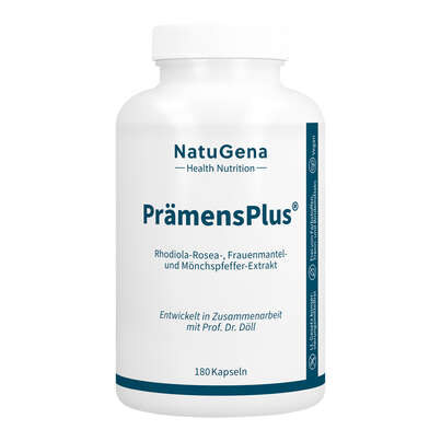 Sie sehen eine Packung NatuGena PrämensPlus Kapseln, Produktbild: 01 NatuGena PrämensPlus Kapseln, A-Nr.: 5373527 - 01
