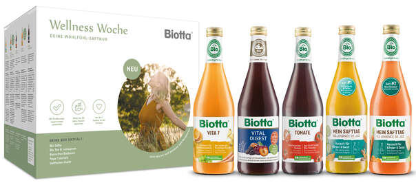 Sie sehen eine Packung Biotta Wellness Woche Bio (Relaunch 2025), Produktbild: 01 Biotta Wellness Woche Bio (Relaunch 2025), A-Nr.: 4248599 - 01