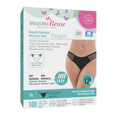 Sie sehen eine Packung Bio Periodenslip Elegant Masmi Reuse - Waschbar - Größe S, Produktbild: 01 Bio Periodenslip Elegant Masmi Reuse - Waschbar - Größe S, A-Nr.: 5973859 - 01