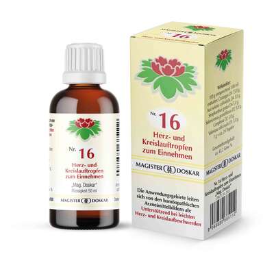 Sie sehen eine Packung Magister Doskar Nr. 16 Herz- und Kreislauftropfen zum Einnehmen, Produktbild: 01 Magister Doskar Nr. 16 Herz- und Kreislauftropfen zum Einnehmen, A-Nr.: 0685110 - 01