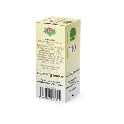 Sie sehen eine Packung Magister Doskar Tropfen Nr. 10 Sklerosetropfen zum Einnehmen, Produktbild: 03 Magister Doskar Tropfen Nr. 10 Sklerosetropfen zum Einnehmen, A-Nr.: 0685044 - 03