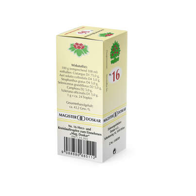 Sie sehen eine Packung Magister Doskar Nr. 16 Herz- und Kreislauftropfen zum Einnehmen, Produktbild: 04 Magister Doskar Nr. 16 Herz- und Kreislauftropfen zum Einnehmen, A-Nr.: 0685110 - 04