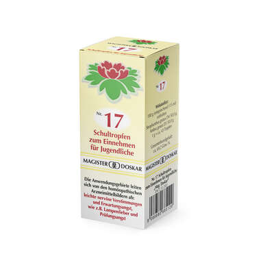 Sie sehen eine Packung Magister Doskar Nr. 17 Schultropfen zum Einnehmen für Jugendliche, Produktbild: 02 Magister Doskar Nr. 17 Schultropfen zum Einnehmen für Jugendliche, A-Nr.: 0685127 - 02