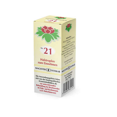 Sie sehen eine Packung Magister Doskar Nr. 21 Halstropfen zum Einnehmen, Produktbild: 02 Magister Doskar Nr. 21 Halstropfen zum Einnehmen, A-Nr.: 0685179 - 02