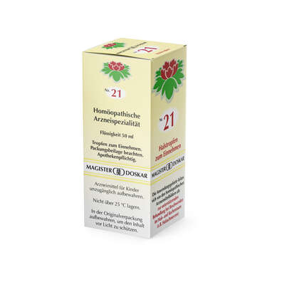 Sie sehen eine Packung Magister Doskar Nr. 21 Halstropfen zum Einnehmen, Produktbild: 04 Magister Doskar Nr. 21 Halstropfen zum Einnehmen, A-Nr.: 0685179 - 04