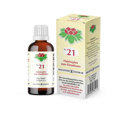 Sie sehen eine Packung Magister Doskar Nr. 21 Halstropfen zum Einnehmen, Produktbild: 05 Magister Doskar Nr. 21 Halstropfen zum Einnehmen, A-Nr.: 0685179 - 05