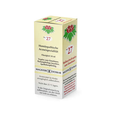 Sie sehen eine Packung Magister Doskar Nr. 27 Stoffwechseltropfen zum Einnehmen, Produktbild: 05 Magister Doskar Nr. 27 Stoffwechseltropfen zum Einnehmen, A-Nr.: 0721656 - 05