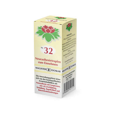 Sie sehen eine Packung Magister Doskar Nr. 32 Neurasthenietropfen zum Einnehmen, Produktbild: 04 Magister Doskar Nr. 32 Neurasthenietropfen zum Einnehmen, A-Nr.: 0721716 - 04