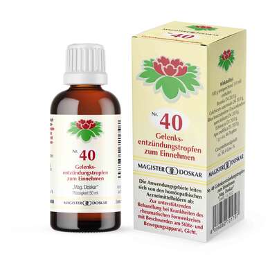 Sie sehen eine Packung Magister Doskar Nr. 40 Gelenksentzündungstropfen zum Einnehmen, Produktbild: 01 Magister Doskar Nr. 40 Gelenksentzündungstropfen zum Einnehmen, A-Nr.: 0721797 - 01