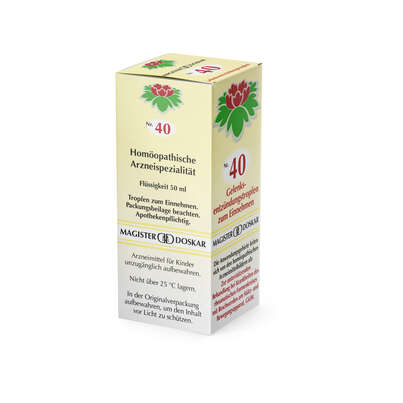 Sie sehen eine Packung Magister Doskar Nr. 40 Gelenksentzündungstropfen zum Einnehmen, Produktbild: 05 Magister Doskar Nr. 40 Gelenksentzündungstropfen zum Einnehmen, A-Nr.: 0721797 - 05