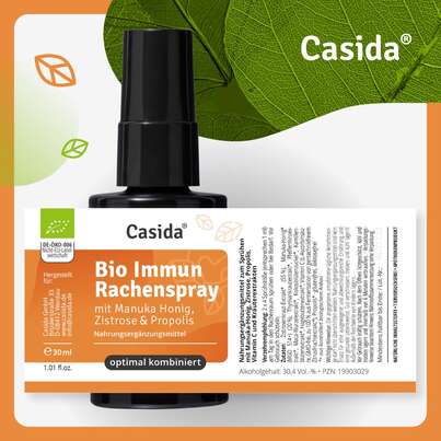 Sie sehen eine Packung Bio Immun Rachenspray mit Manuka Honig, Zistrose & Propolis, Produktbild: 08 Bio Immun Rachenspray mit Manuka Honig, Zistrose & Propolis, A-Nr.: 5957671 - 08