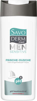 Sie sehen eine Packung Savoderm med Men Sensitive Frische-Dusche 300ml, Produktbild: 01 Savoderm med Men Sensitive Frische-Dusche 300ml, A-Nr.: 5406267 - 01