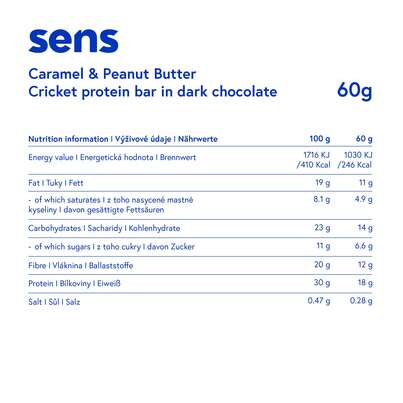 Sie sehen eine Packung SENS Proteinriegel in dunkler Schokolade - Karamell & Erdnussbutter, Produktbild: 02 SENS Proteinriegel in dunkler Schokolade - Karamell & Erdnussbutter, A-Nr.: 5948583 - 02