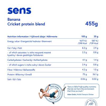 Sie sehen eine Packung SENS Proteinshake mit Grillenmehl – Banane, Produktbild: 04 SENS Proteinshake mit Grillenmehl – Banane, A-Nr.: 5948726 - 04